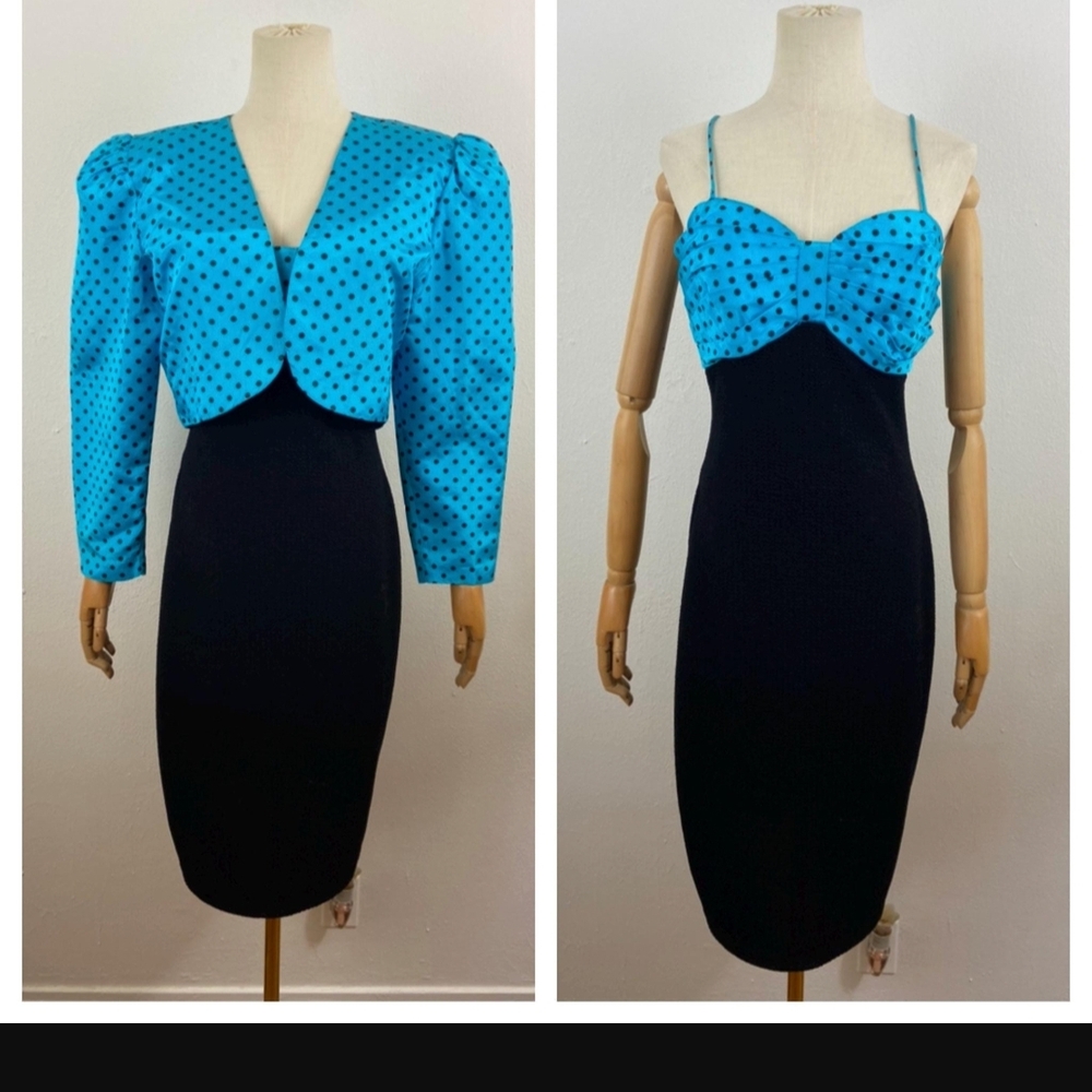 Blue Polka Dot Dress with Jacket